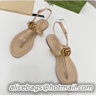 Big Discount Gucci Women's Double G Thong Sandal Beige 60701302