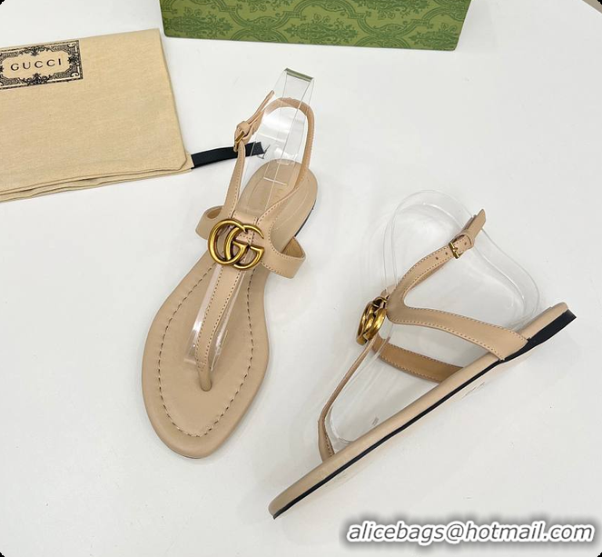 Big Discount Gucci Women's Double G Thong Sandal Beige 60701302