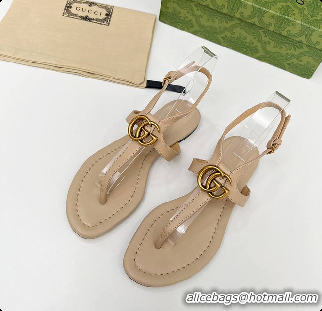 Big Discount Gucci Women's Double G Thong Sandal Beige 60701302