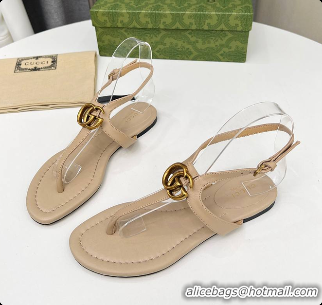 Big Discount Gucci Women's Double G Thong Sandal Beige 60701302