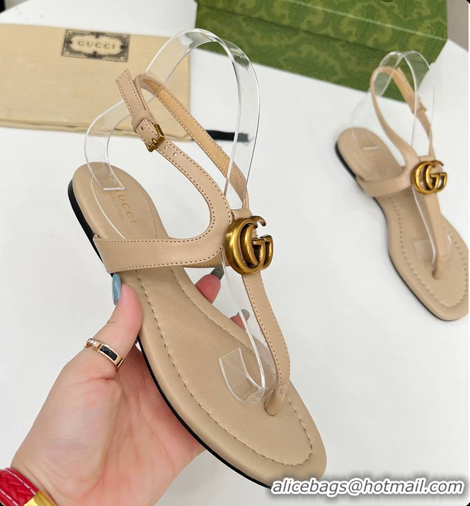 Big Discount Gucci Women's Double G Thong Sandal Beige 60701302