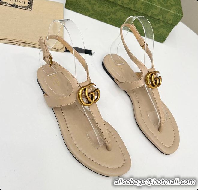 Big Discount Gucci Women's Double G Thong Sandal Beige 60701302