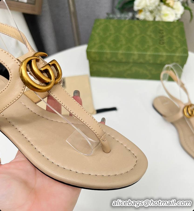Big Discount Gucci Women's Double G Thong Sandal Beige 60701302