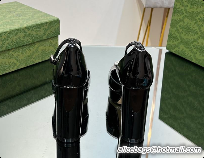 Purchase Gucci Women's Platform Pump With Double G Black Patent Leather 60701304
