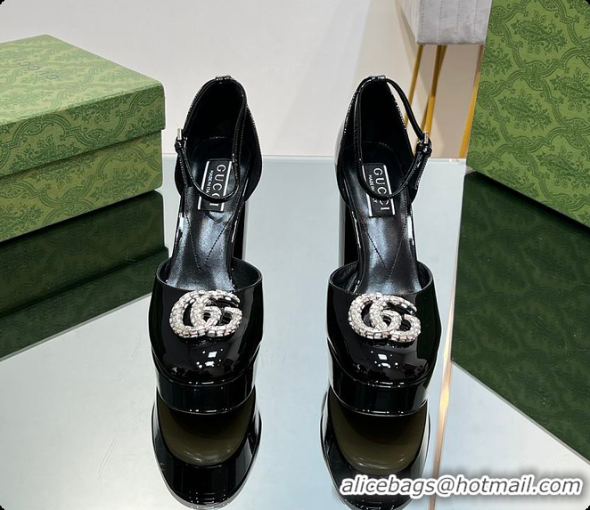 Purchase Gucci Women's Platform Pump With Double G Black Patent Leather 60701304