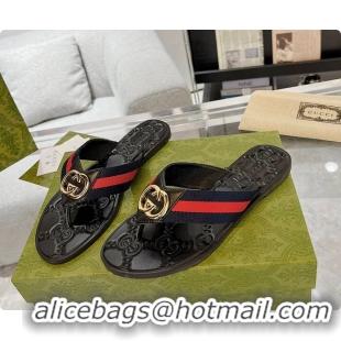 Perfect Gucci GG Thong Dark Blue & Red Nylon Web Sandals 60701305