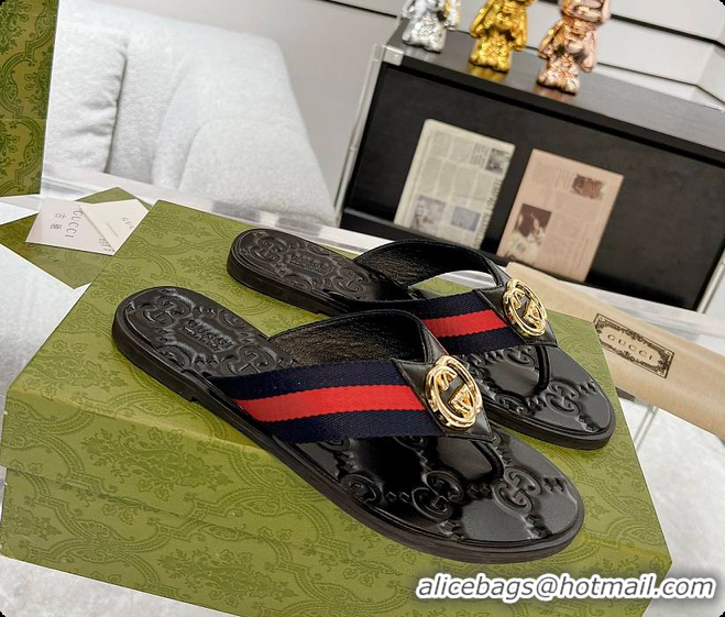 Perfect Gucci GG Thong Dark Blue & Red Nylon Web Sandals 60701305