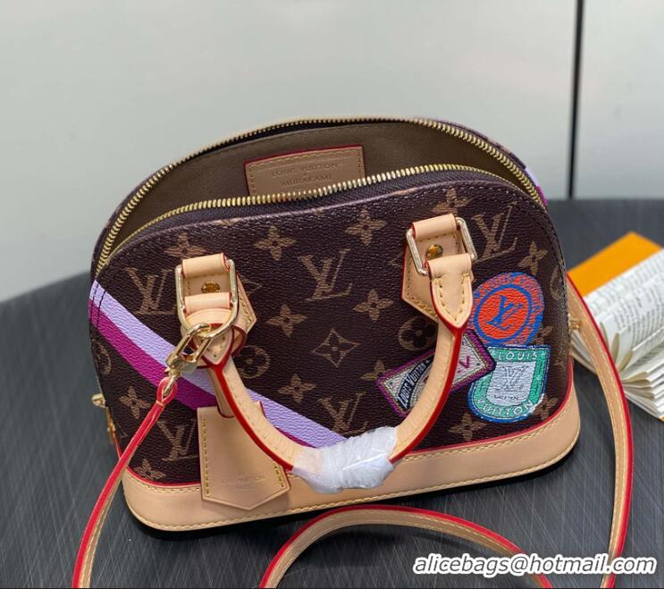 Pretty Style Louis Vuitton Monogram Canvas Alma BB JM Badge Shell Bag P01917