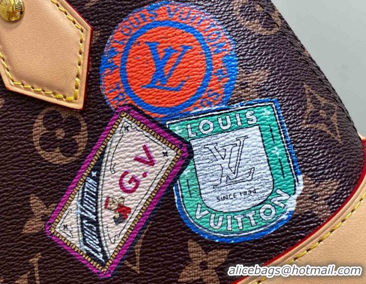 Pretty Style Louis Vuitton Monogram Canvas Alma BB JM Badge Shell Bag P01917