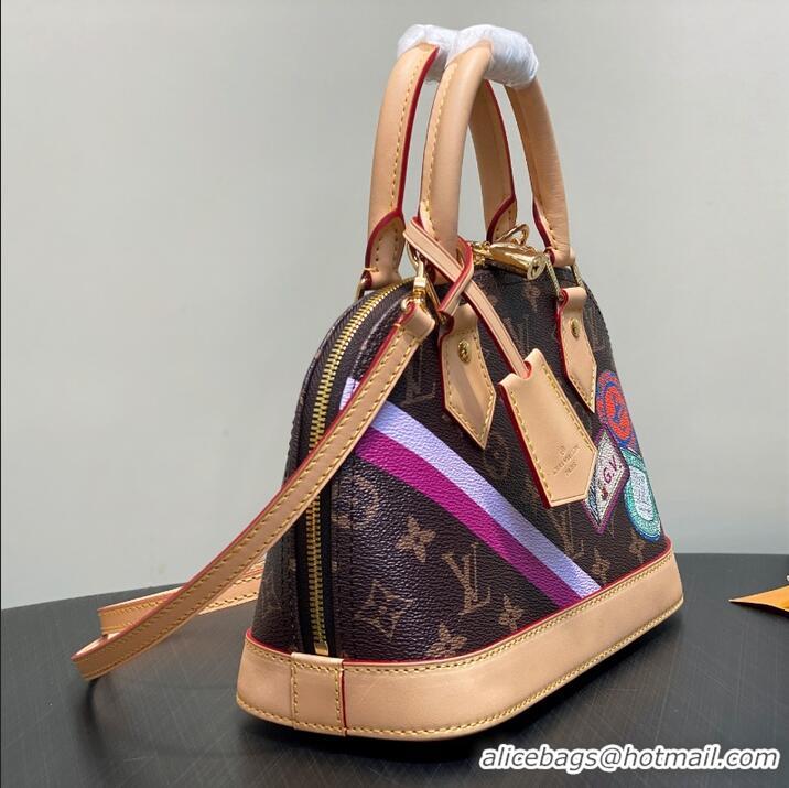 Pretty Style Louis Vuitton Monogram Canvas Alma BB JM Badge Shell Bag P01917