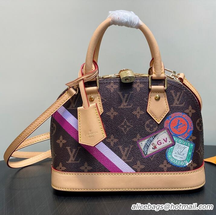Pretty Style Louis Vuitton Monogram Canvas Alma BB JM Badge Shell Bag P01917