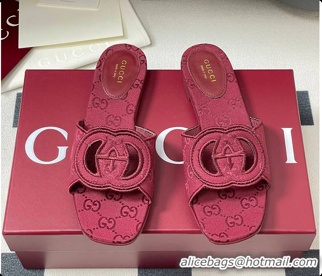 Unique Style Gucci Women's Interlocking G Slide Sandal Rosso Ancora 60701401