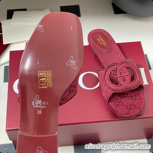 Unique Style Gucci Women's Interlocking G Slide Sandal Rosso Ancora 60701401