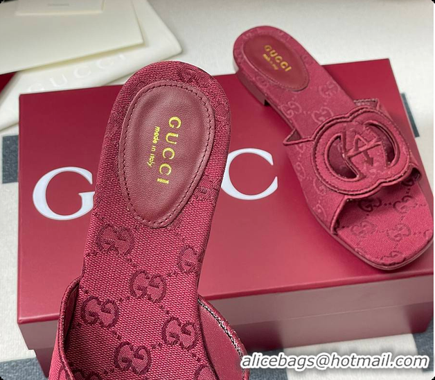 Unique Style Gucci Women's Interlocking G Slide Sandal Rosso Ancora 60701401