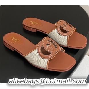 Good Product Gucci Women's Interlocking G Slide Sandal Brown Leather 60701402