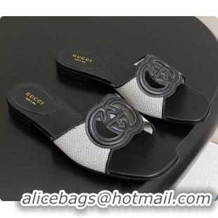 Popular Style Gucci Women's Interlocking G Slide Sandal Black Leather 60701402