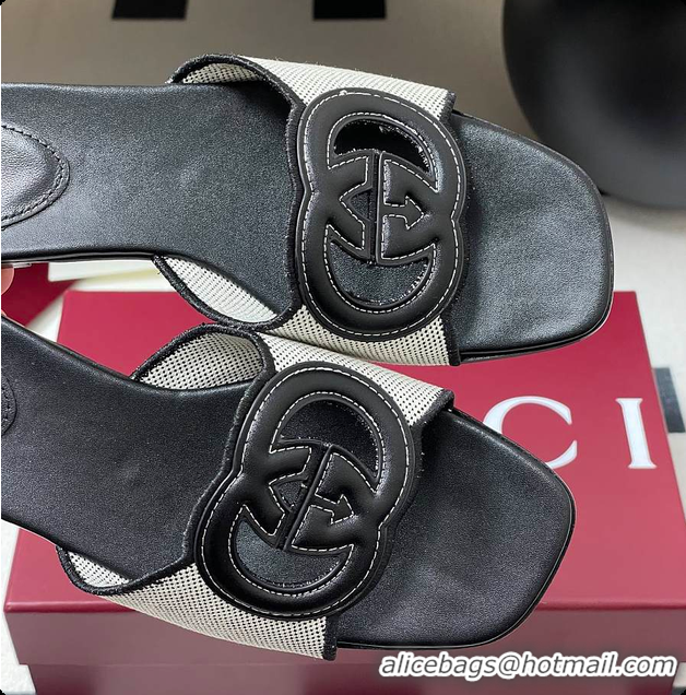Popular Style Gucci Women's Interlocking G Slide Sandal Black Leather 60701402