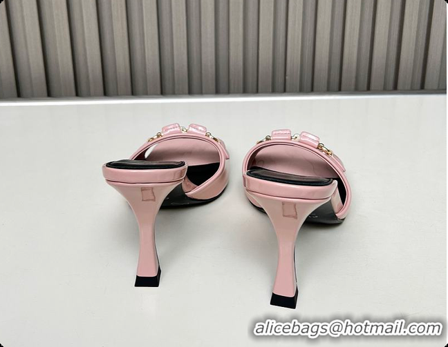 Classic Hot Gucci Slide Sandal with Horsebit in Light Pink Patent Calfskin 7.5cm 60701405
