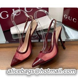 Sophisticated Gucci Signoria Slingback Pump Rosso Ancora Mesh Patent 60701406