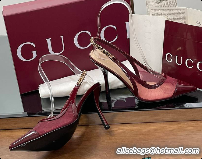 Sophisticated Gucci Signoria Slingback Pump Rosso Ancora Mesh Patent 60701406