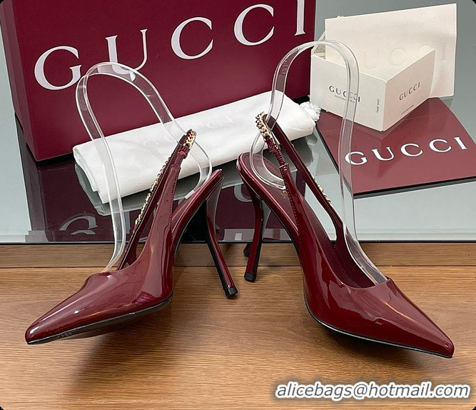 Pretty Style Gucci Signoria Slingback Pump Rosso Ancora Patent Leather 10.5cm 60701407