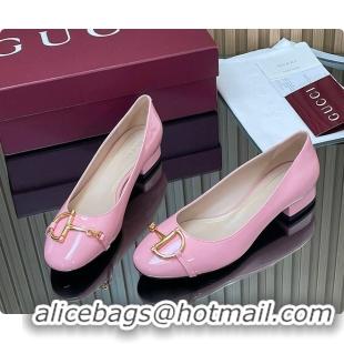 Duplicate Gucci Women's Ballet Flat with Half Horsebit in Fuchsia Patent leather 60701408