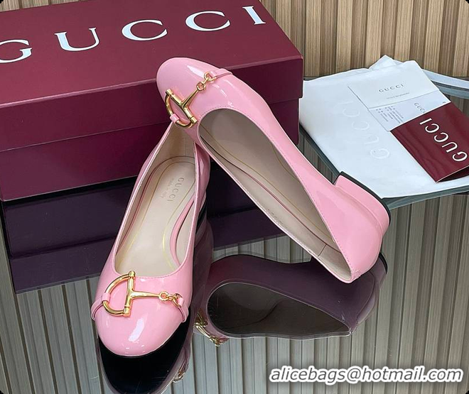 Duplicate Gucci Women's Ballet Flat with Half Horsebit in Fuchsia Patent leather 60701408