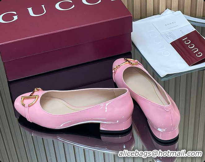 Duplicate Gucci Women's Ballet Flat with Half Horsebit in Fuchsia Patent leather 60701408