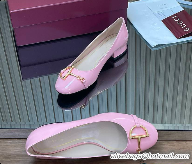Duplicate Gucci Women's Ballet Flat with Half Horsebit in Fuchsia Patent leather 60701408