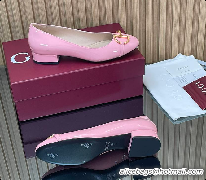 Duplicate Gucci Women's Ballet Flat with Half Horsebit in Fuchsia Patent leather 60701408