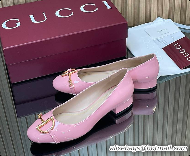 Duplicate Gucci Women's Ballet Flat with Half Horsebit in Fuchsia Patent leather 60701408