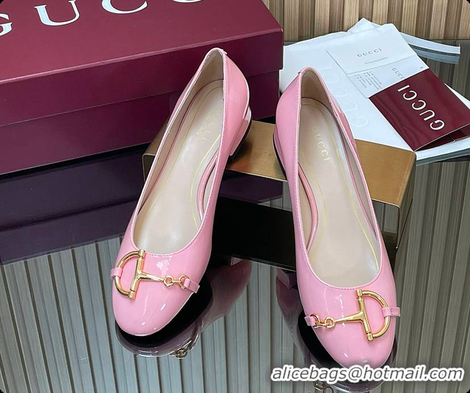 Duplicate Gucci Women's Ballet Flat with Half Horsebit in Fuchsia Patent leather 60701408