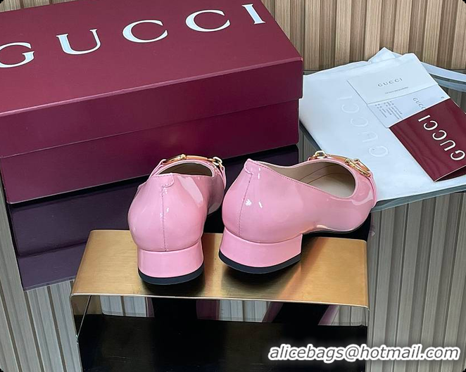 Duplicate Gucci Women's Ballet Flat with Half Horsebit in Fuchsia Patent leather 60701408