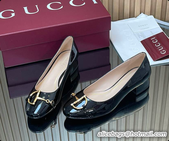 Big Discount Gucci Women's Ballet Flat with Half Horsebit in Black Patent leather 60701408