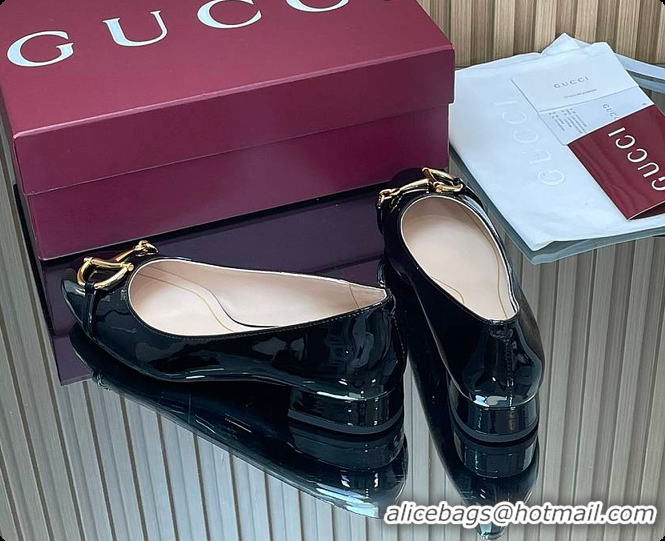 Big Discount Gucci Women's Ballet Flat with Half Horsebit in Black Patent leather 60701408