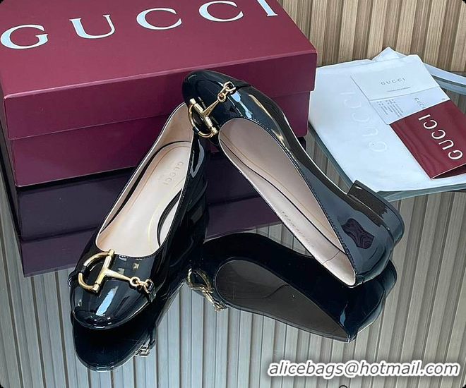 Big Discount Gucci Women's Ballet Flat with Half Horsebit in Black Patent leather 60701408