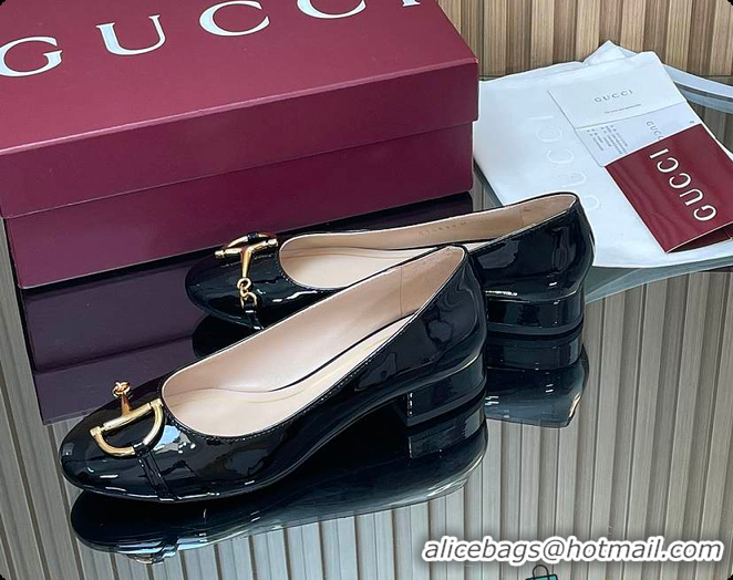 Big Discount Gucci Women's Ballet Flat with Half Horsebit in Black Patent leather 60701408