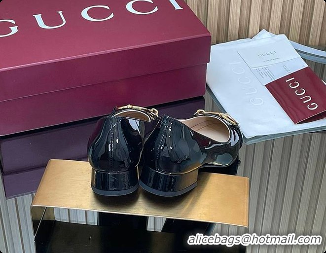 Big Discount Gucci Women's Ballet Flat with Half Horsebit in Black Patent leather 60701408