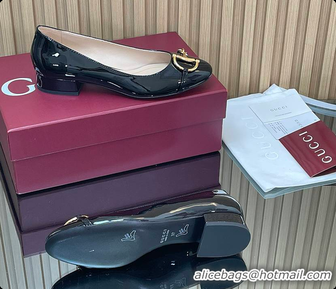 Big Discount Gucci Women's Ballet Flat with Half Horsebit in Black Patent leather 60701408