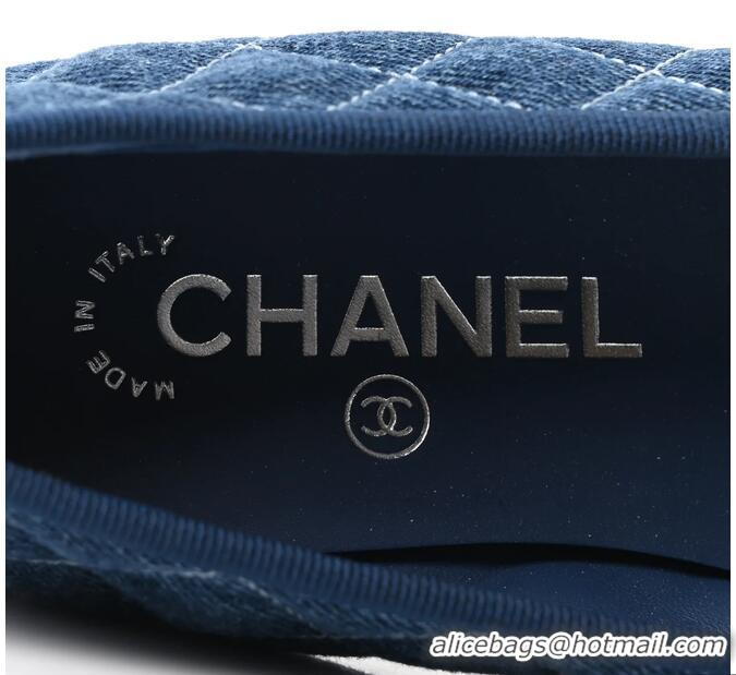 ​Best Price Chanel Ballerina Flats Washed Denim Quilted Cap Toe With CC Logo G26251 Blue