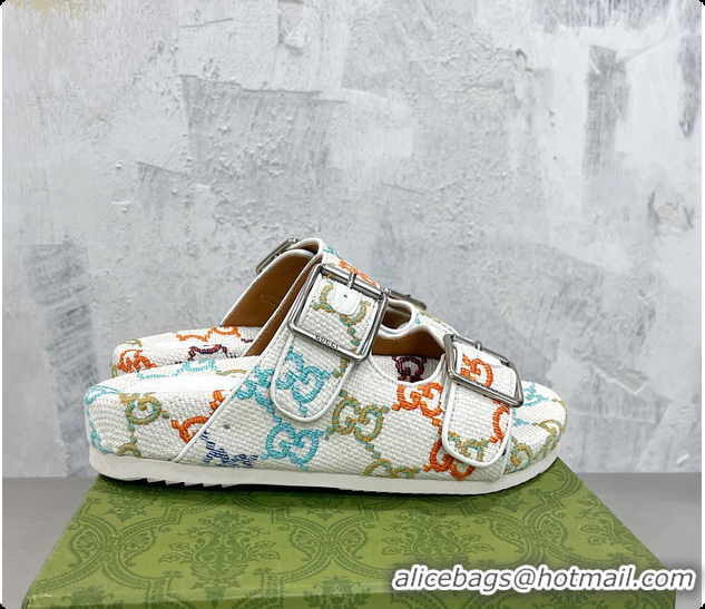 Charming Gucci Slide White Sandal With Straps 60701501