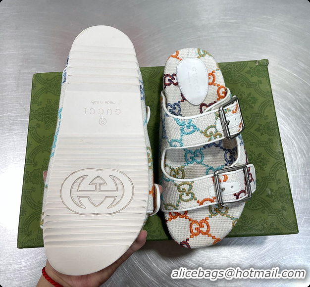 Charming Gucci Slide White Sandal With Straps 60701501