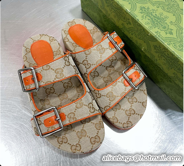 Top Grade Gucci Slide Orange Sandal With Straps 60701501