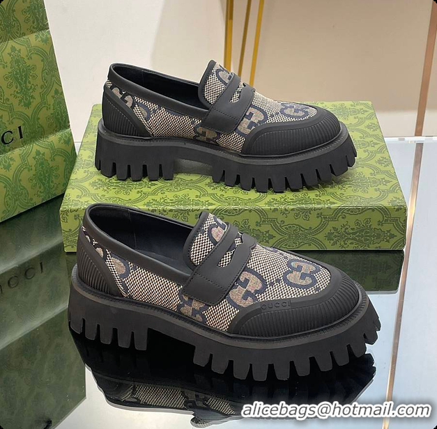 Top Design Gucci Canvas Loafer Blue 60701502