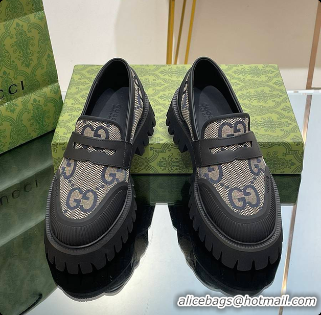 Top Design Gucci Canvas Loafer Blue 60701502
