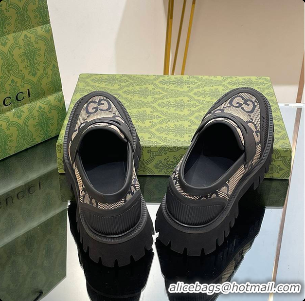 Top Design Gucci Canvas Loafer Blue 60701502
