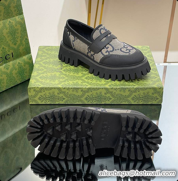 Top Design Gucci Canvas Loafer Blue 60701502