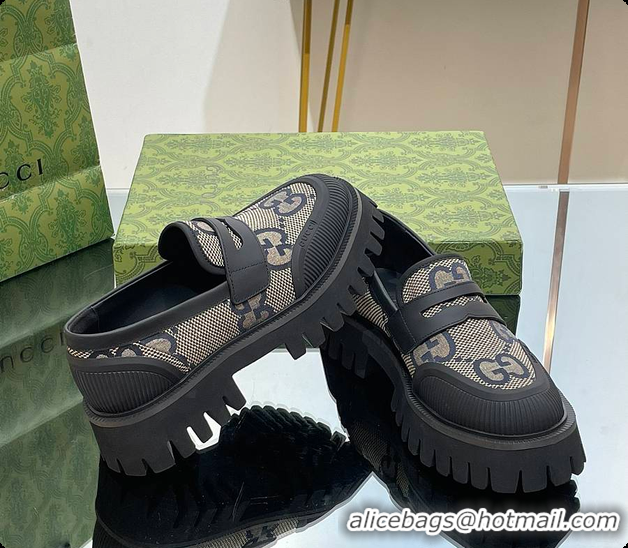 Top Design Gucci Canvas Loafer Blue 60701502