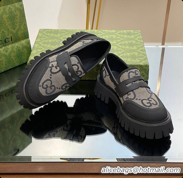 Top Design Gucci Canvas Loafer Blue 60701502