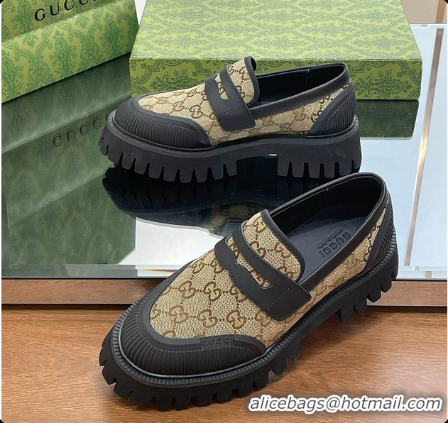 Buy Luxury Gucci Canvas Loafer Brown 60701502